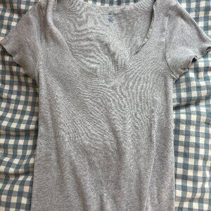 Brandy Melville grey ribbed boat neck t-shirt